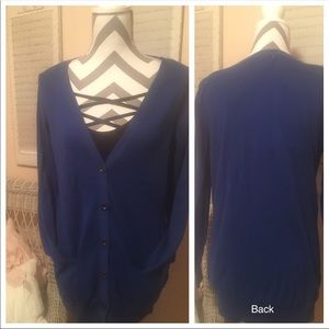 Blue Vneck Button Cardigan